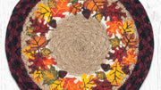 Natural jute round trivet with fall leaves design