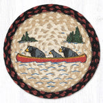 Earth Rugs Bears in Canoe Round Trivet – 10" Wildlife Print on Braided Natural Jute Table Mat