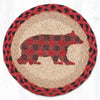 Rustic Bear Trivet – 10" Flannel Plaid Print on Braided Jute Mat