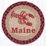 Earth Rugs Lobster Maine Round Trivet – 10" Red Lobster Print on Braided Natural Jute Table Mat