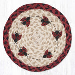 Earth Rugs Ladybug Round Trivet – 10" Garden Insect Print on Braided Natural Jute Table Mat