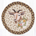 Earth Rugs Nanny Goat Round Trivet – 10" Farm Goat Print on Braided Natural Jute Table Mat