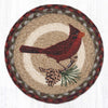 Holiday Bird Trivet – 10" Cardinal & Pinecone Print on Braided Jute