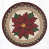 Christmas Flower Trivet – 10" Red Poinsettia on Natural Braided Jute