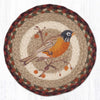 Spring Bird Trivet – 10" Robin Print on Braided Rustic Jute