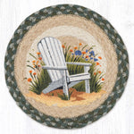 Adirondack Chair Wildflowers Printed Round Trivet 10"x10" Natural Jute Braided Heat Resistant Table Protector By Earth Rugs