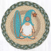 Summer Surfer Gnome Trivet – 10" Beach Jute Round Mat by Earth Rugs