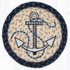 Nautical White Anchor Printed Round Trivet – 10"x10" Jute Table Protector