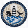 Nautical Whale Lighthouse Table Trivet – Round Jute Heat Protector