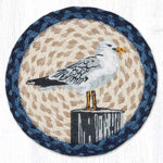 Seagull Printed Round Trivet 10"x10" – Natural Jute Braided Table Protector By Earth Rugs