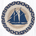 Earth Rugs Coastal Round Jute Trivet – Schooner Ship Design by Harry W. Smith