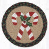 Candy Cane Table Trivet – Round Jute Heat Protector