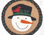 Snowman & Cardinal Holiday Trivet – Earth Rugs Braided Jute Mat for Rustic Winter Decor