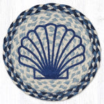 Blue Scallop Printed Round Trivet 10"x10" Natural Jute Braided Heat Resistant Table Protector By Earth Rugs