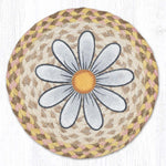 Daisy Printed Round Trivet 10" x 10" – Natural Jute Braided Table Protector By Earth Rugs