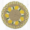 Hand-Stenciled Lemon Print Round Jute Hot Pad 10" Diameter