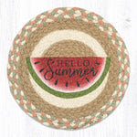 Earth Rugs Fruit-Themed Summer Table Decor – Hand-Stenciled Watermelon Jute Trivet