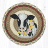 Handcrafted Cow Kitchen Art – Natural Jute Round Table Pad