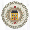 Art by Suzanne Pienta Cozy Farmhouse Jute Trivet 10 Inch Round Hand Stenciled