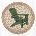 Earth Rugs Coastal Cottage Trivet – Round Braided Jute Mat with Adirondack Chair Design