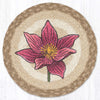 Floral Jute Trivet – 10" Round Mat with Hand-Stenciled Lily Design