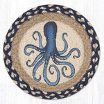 Earth Rugs Blue Octopus Printed Round Trivet – 10" Coastal Kitchen Accent
