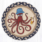 Earth Rugs Octopus Garden Printed Round Trivet – 10" Coastal Kitchen Accent