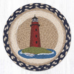 Earth Rugs Red Lighthouse Printed Round Trivet – 10" Coastal Kitchen Accent