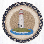 Earth Rugs Coastal White Lighthouse Printed Round Jute Trivet – 10" Table Protector