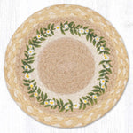 Flower Circle Printed Round Trivet 10" x 10" – Natural Jute Braided Table Protector By Earth Rugs