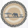 Earth Rugs Elephant Printed Round 10" Jute Trivet – Rustic Wildlife Decor