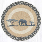Earth Rugs Elephant Printed Round Jute Trivet – 10" Rustic Table Protector