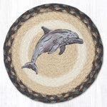 Earth Rugs Dolphin Printed Round Jute Trivet – 10" Rustic Table Protector
