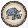 Earth Rugs Rhino Printed Round 10" Jute Trivet – Rustic Wildlife Decor