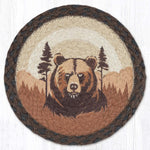 Earth Rugs Brown Bear Printed Round Jute Trivet – 10" Rustic Table Protector