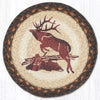 Earth Rugs Jumping Elk Printed Round Jute Trivet 10 Inch Rustic Hot Pad