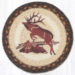 Earth Rugs Jumping Elk Printed Round Jute Trivet – Rustic 10" Hot Pad