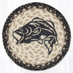 Earth Rugs Big Mouth Bass Printed Round Jute Trivet 10"x10" Rustic Hot Pad