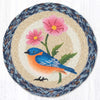 Earth Rugs Bluebird Printed Round Jute Trivet 10 inch rustic hot pad