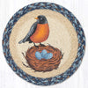 Earth Rugs Robin with Nest Printed Round Jute Trivet 10 inch rustic hot pad