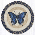 Earth Rugs Blue Swallowtail Butterfly Printed Round Jute Trivet 10"x10"