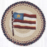 Earth Rugs Rustic Primitive Star Flag Round Jute Kitchen Trivet 10"x10"