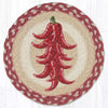 Earth Rugs Chili Pepper Ristra Printed Round Jute Trivet 10 inch rustic hot pad