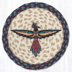 Earth Rugs Thunderbird Printed Round Jute Trivet 10"x10" Rustic Southwestern Hot Pad