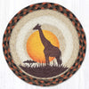 Earth Rugs Giraffe Printed Round Jute Trivet 10 Inch Safari Hot Pad
