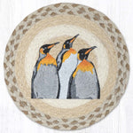 Earth Rugs Penguins Printed Round Jute Trivet 10"x10" Winter Kitchen Accent