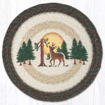 Earth Rugs Full Moon Deer Printed Round Jute Trivet 10" Rustic Table Accent