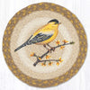 Earth Rugs Gold Finch Round Jute Trivet 10 inch Bird Print Hot Pad