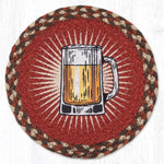 Beer Mug Printed Round Trivet 10" x 10" – Natural Jute Braided Table Protector By Earth Rugs