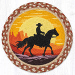 Southwestern Sunset Printed Round Trivet 10" x 10" – Natural Jute Braided Table Protector By Earth Rugs